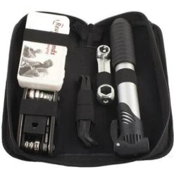 Kit De Réparation De Vélo 16 En 1 Avec Accessoire De Pompe De Poche Tournevis Outil Coleur Noir 22X9X6CM Multifonction
