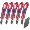 WORKPRO Lot De 5 Cutters Professionnels, Couteau Utilitaire Rétractable 18mm, Couteau De Graphique Avec Lame En SK5 (20 Lames De Rechanges Compris), Idéales Pour Couper Les Papiers, Les Cartons -Pro Outils Soldes Magasin 85335740 1