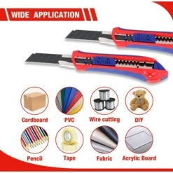 WORKPRO Lot De 5 Cutters Professionnels, Couteau Utilitaire Rétractable 18mm, Couteau De Graphique Avec Lame En SK5 (20 Lames De Rechanges Compris), Idéales Pour Couper Les Papiers, Les Cartons -Pro Outils Soldes Magasin 85335740 4