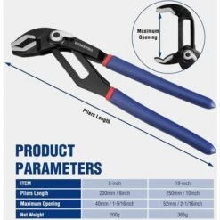 WORKPRO Pince Multiprise Réglable Serrage Rapide Jeu De 2 Pièces 200 Et 250 Mm -Pro Outils Soldes Magasin 85335742 4