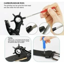 Perforatrice Cuir，Poinçon À Ceinture Professional,avec 2 Plaques De Perforation Supplémentaires Et 1 Règle Comprimé Pince Parfait Pour Ceintures, Travaux Manuels Etc (bleu) -Pro Outils Soldes Magasin 85564812 3