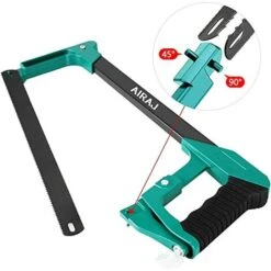 Scie à Métaux Multifonctionnelle Avec 6 Lames De Scie En Acier AIRAJ Scie à Métaux à Cadre Réglable Avec Lame Interchangeable Scie à Métaux Pour Couper Le Bois, L'acier, Les Tuyaux En PVC Et La Viande -Pro Outils Soldes Magasin 86720199 3