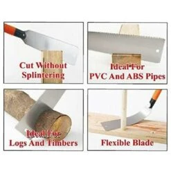 Scie Japonaise ULTRA PRÉCISE Lame 25cm [INCLUS Gants De Travail + Protections] Idéale Bois Brut, Contrecollé, PVC. Scie Pliante Type Souple Et Resistante. Plus Précise Que Scie A Onglet Egoine -Pro Outils Soldes Magasin 88205200 4