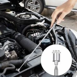 5 PCS Outil De Préhension Magnétique Télescopique Pour Ramassage Avec LED, Comprenant 15lb/1lb Outil De Ramassage/Rond/Carré Miroir D'Inspection/Poignée Télescopique Pivot 360°, 4 Batteries(Cinq Kit) -Pro Outils Soldes Magasin 88330861 4