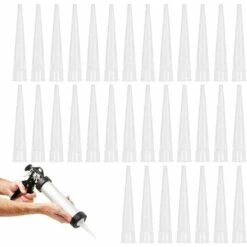 40pcs Embout Douille Pistolet Silicone Cartouche Douilles Silicone Buses De Rechange Pour Mastic Adhésif En Silicone Avec Grattoir Plastique Pour Calfeutrer Extension Remplacement Calfeutrage