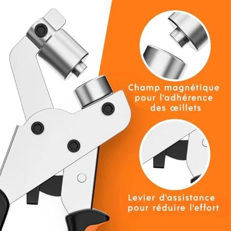 Pince Perforatrice à œillets Professionnelle - Effort Minimal - Pince Perforeuse Avec 100 œillets (Ø Intérieur 10 Mm) 5 Pince Perforatrice à œillets Professionnelle - Effort Minimal - Pince Perforeuse Avec 100 œillets (Ø Intérieur 10 Mm) - Image 3