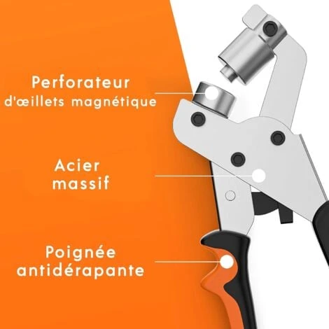 Pince Perforatrice à œillets Professionnelle - Effort Minimal - Pince Perforeuse Avec 100 œillets (Ø Intérieur 10 Mm) 6 Pince Perforatrice à œillets Professionnelle - Effort Minimal - Pince Perforeuse Avec 100 œillets (Ø Intérieur 10 Mm) - Image 4