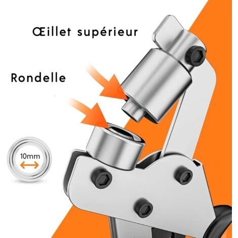 Pince Perforatrice à œillets Professionnelle - Effort Minimal - Pince Perforeuse Avec 100 œillets (Ø Intérieur 10 Mm) 7 Pince Perforatrice à œillets Professionnelle - Effort Minimal - Pince Perforeuse Avec 100 œillets (Ø Intérieur 10 Mm) - Image 5