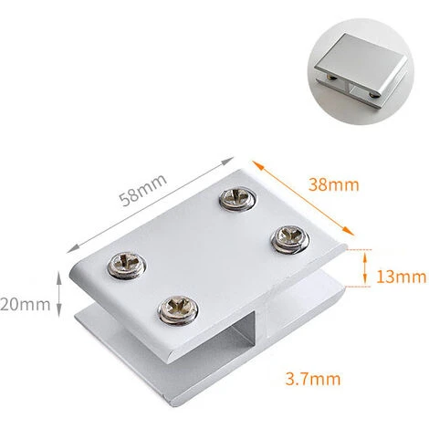 Lot De 4 Clips De Verre Double Face Réglables Pour Une épaisseur De 10 à 12 Mm. 3 Lot De 4 Clips De Verre Double Face Réglables Pour Une épaisseur De 10 à 12 Mm.