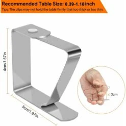 Pince Nappe Inoxydable, 12 Pièces Pinces Pour Nappe De Table, Pince Nappe Clip Exterieur Ajustable, Attache Nappe Jardin Pour Cuisine Bureau Restaurant Pique-Nique Mariage Fête, 5 X 4 Cm -Pro Outils Soldes Magasin 90030145 5