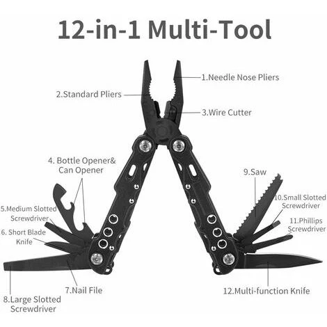 Lune-Pince Multifonctions,Gadget Insolite Utile,Outil Multifonctions 12 En 1 Acier Inoxydable Pliant Multitool Avec Décapsuleur,Tournevis Pour L'extérieur Survie,Camping,Réparation Vélo 4 Lune-Pince Multifonctions,Gadget Insolite Utile,Outil Multifonctions 12 En 1 Acier Inoxydable Pliant Multitool Avec Décapsuleur,Tournevis Pour L'extérieur Survie,Camping,Réparation Vélo - Image 2