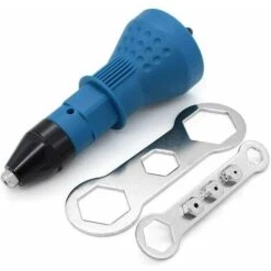Pince à Riveter Pistolet à Rivets Sans Fil Kit D'outil De Perceuse électrique à Rivets Adaptateur Insert Écrou Outil De Puissance à Main Accessoires (Bleu)