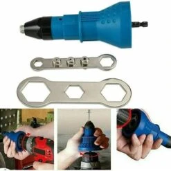 Pince à Riveter Pistolet à Rivets Sans Fil Kit D'outil De Perceuse électrique à Rivets Adaptateur Insert Écrou Outil De Puissance à Main Accessoires (Bleu) -Pro Outils Soldes Magasin 90318151 4
