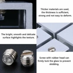 12 Pièces Pince à Verre Support De Cloison En Verre Réglable 6-8mm Support D'étagère Murale En Verre Supports D'étagère En Aluminium Pour Balcon De Salle De Bain (avec Vis) -Pro Outils Soldes Magasin 91016255 3