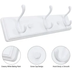 Porte-manteau Mural En Bois, Placard, Salle De Bain, Chambre, Entrée, Couloir, Hall D'entrée, Crochets Doubles Robustes Pour Suspendre Les Serviettes, Les Chapeaux