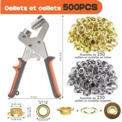 Pince Perforatrice à œillets Professionnelle Kit NEU MASTER, Pince Perforeuse à œillets Kit 3/8 Inch Avec 500pcs Oeillets (Or Et Argent) 9 Pince Perforatrice à œillets Professionnelle Kit NEU MASTER, Pince Perforeuse à œillets Kit 3/8 Inch Avec 500pcs Oeillets (Or Et Argent) -Pro Outils Soldes Magasin 91520559 3
