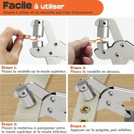 Pince Perforatrice à œillets Professionnelle Kit NEU MASTER, Pince Perforeuse à œillets Kit 3/8 Inch Avec 500pcs Oeillets (Or Et Argent) 7 Pince Perforatrice à œillets Professionnelle Kit NEU MASTER, Pince Perforeuse à œillets Kit 3/8 Inch Avec 500pcs Oeillets (Or Et Argent) - Image 5