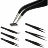 Kit De 6Pcs Pince Epiler Acier Inoxydable Pince Brucelle Antimagnetique Anti-Statique Haute Prcision ESD10-15 C Noir -Pro Outils Soldes Magasin 92171185 1
