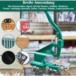 Machine à œillets,Kit D'outils à œillets Pour Presse à Main, Machine à œillets Avec 3 Matrices Et 1500 Pièces D'œillets Dorés Et Argentés Pour Bannière, Enseigne, Auvent, Affiche, Rideau -Pro Outils Soldes Magasin 92676900 3