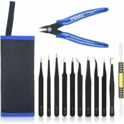 Pince Brucelle, 12PCS Pincettes De Précision ESD Et Coupe-fil Micro Kit, Brucelles Antistatique Pour La Modélisation, Réparation électronique, L'artisanat, Laboratoire, Fabrication De Bijoux
