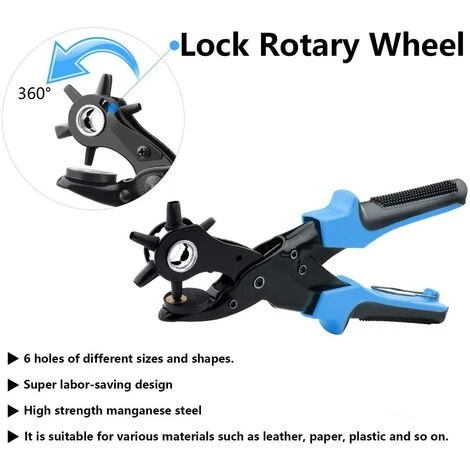 Perforatrice Cuir,Poinçon À Ceinture Professional,avec 2 Plaques De Perforation Supplémentaires Et 1 Règle Comprimé Pince Parfait Pour Ceintures, Travaux Manuels Etc (bleu) 4 Perforatrice Cuir,Poinçon À Ceinture Professional,avec 2 Plaques De Perforation Supplémentaires Et 1 Règle Comprimé Pince Parfait Pour Ceintures, Travaux Manuels Etc (bleu) - Image 2