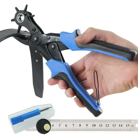 Perforatrice Cuir,Poinçon À Ceinture Professional,avec 2 Plaques De Perforation Supplémentaires Et 1 Règle Comprimé Pince Parfait Pour Ceintures, Travaux Manuels Etc (bleu) 5 Perforatrice Cuir,Poinçon À Ceinture Professional,avec 2 Plaques De Perforation Supplémentaires Et 1 Règle Comprimé Pince Parfait Pour Ceintures, Travaux Manuels Etc (bleu) - Image 3