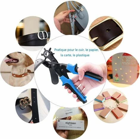 Perforatrice Cuir,Poinçon À Ceinture Professional,avec 2 Plaques De Perforation Supplémentaires Et 1 Règle Comprimé Pince Parfait Pour Ceintures, Travaux Manuels Etc (bleu) 7 Perforatrice Cuir,Poinçon À Ceinture Professional,avec 2 Plaques De Perforation Supplémentaires Et 1 Règle Comprimé Pince Parfait Pour Ceintures, Travaux Manuels Etc (bleu) - Image 5