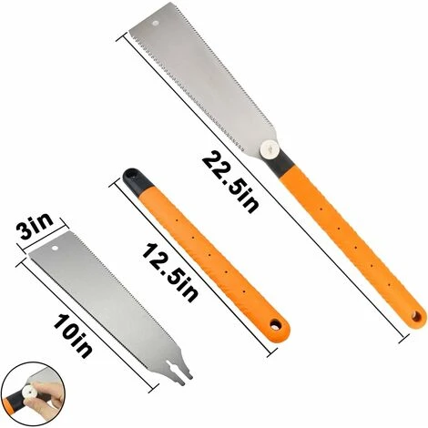 Scie à Main Japonaise à Double Tranchant - Tronçonneuse Interchangeable Avec Lame Flexible Pour Le Travail Du Bois, Orange 4 Scie à Main Japonaise à Double Tranchant - Tronçonneuse Interchangeable Avec Lame Flexible Pour Le Travail Du Bois, Orange - Image 2
