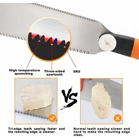 Scie à Main Japonaise à Double Tranchant - Tronçonneuse Interchangeable Avec Lame Flexible Pour Le Travail Du Bois, Orange 6 Scie à Main Japonaise à Double Tranchant - Tronçonneuse Interchangeable Avec Lame Flexible Pour Le Travail Du Bois, Orange - Image 4