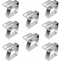 Kit De 8pcs Pince &agrave Nappe Exterieur INOX Fixation Antid&eacuterapant &agrave Nappe De Table Epaisse &agrave Maison Motif Couverts Accessoire Pour Cuisine Bureau Restaurant Pique-Nique Mariage