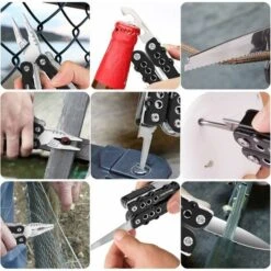 Pinces Multifonctions, 25 En 1 Couteau Suisse Outil De Poche Multifonction, Avec 11 Embouts De Tournevis, Couteau De Poche Avec Poignée Ergono - Noir -Pro Outils Soldes Magasin 97520523 3