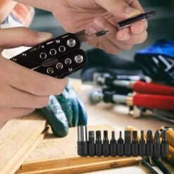 Pinces Multifonctions, 25 En 1 Couteau Suisse Outil De Poche Multifonction, Avec 11 Embouts De Tournevis, Couteau De Poche Avec Poignée Ergono - Noir -Pro Outils Soldes Magasin 97520523 4